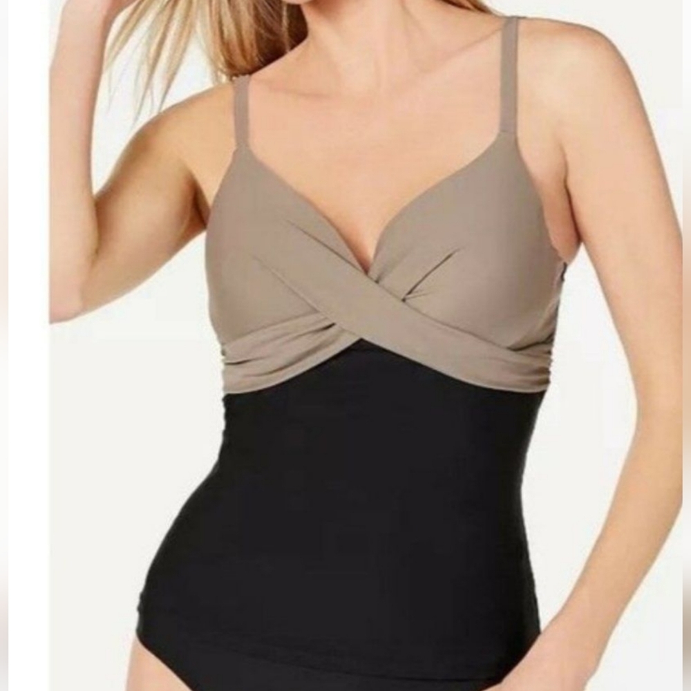 ISLAND ESCAPE colorblock tankini 12 Gemini push up underwire swim top